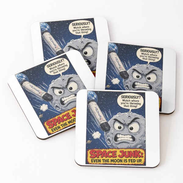 Item preview, Fed‑Up Moon Space Junk Cartoon designed and sold by Designs By Ms Mal_Tas.