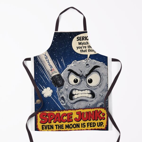 Item preview, Fed‑Up Moon Space Junk Cartoon designed and sold by Designs By Ms Mal_Tas.