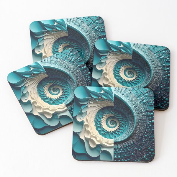 Item preview, Dual Spiral Design in Turquoise and White designed and sold by Vicky Brago-Mitchell®.