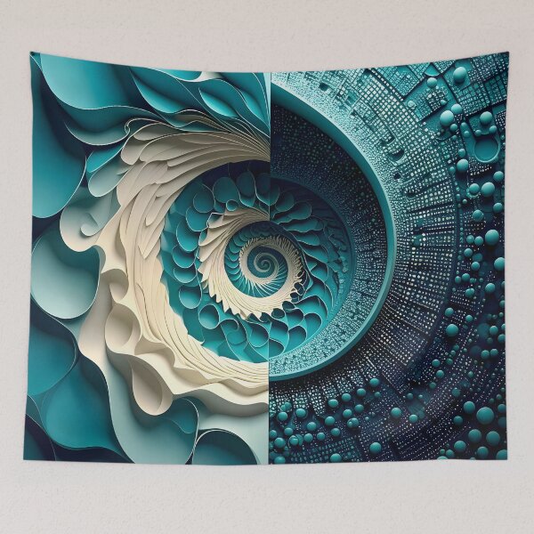 Item preview, Dual Spiral Design in Turquoise and White designed and sold by Vicky Brago-Mitchell®.