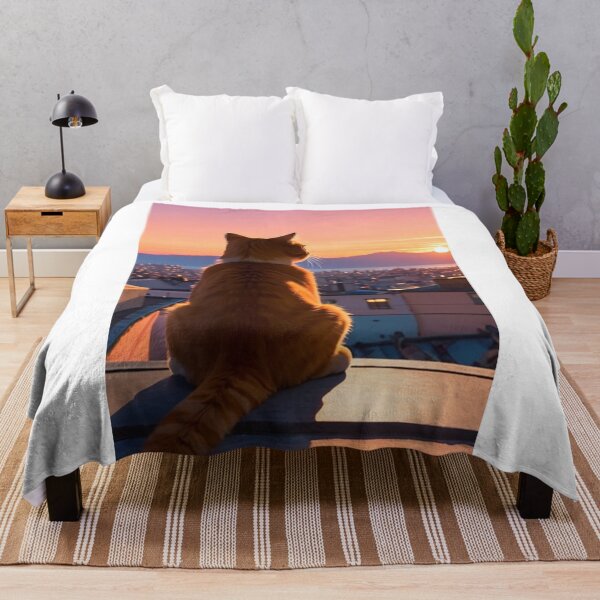 Item preview, Travel - Feline Contemplating the Setting Sun, Mediterranean Landscape designed and sold by World-Pets.
