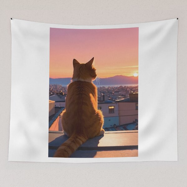 Item preview, Travel - Feline Contemplating the Setting Sun, Mediterranean Landscape designed and sold by World-Pets.