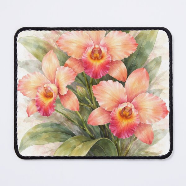 Item preview, Peach Coral Cattleya Orchid Watercolour Art Print designed and sold by EcologicoolShp.