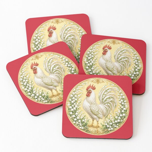 Item preview, Lily of the Valley Rooster | Art Nouveau Botanical Medallion designed and sold by sunbowjp stadio.