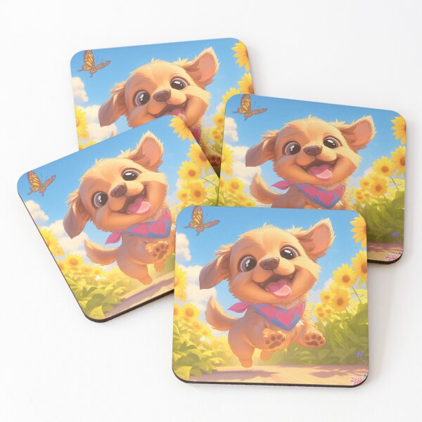 Item preview, Happy Golden Puppy Running in Sunflower Field designed and sold by Bloomeaa.