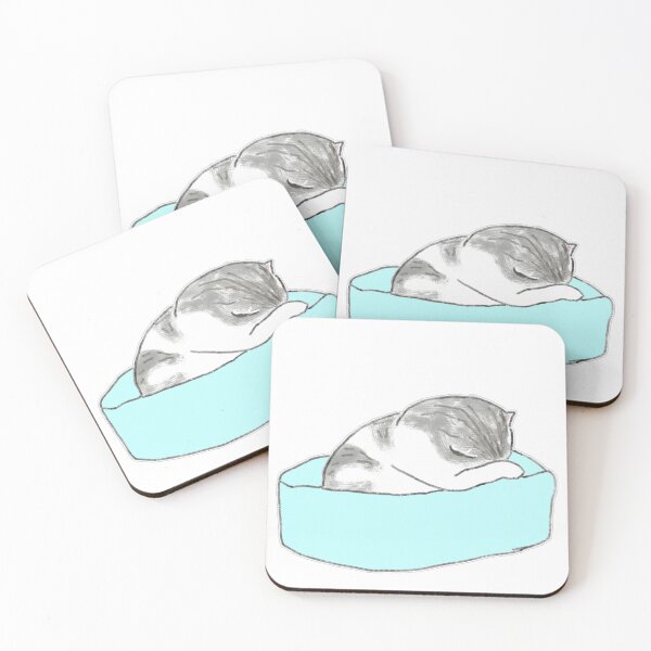 Item preview, Cute Sleeping Cat Face Down Cozy Bed Art designed and sold by raun.draw.