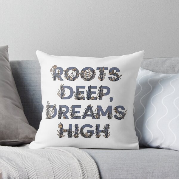Item preview, Roots Deep Dreams High - Floral Lettering Quote Art designed and sold by Dzblack.
