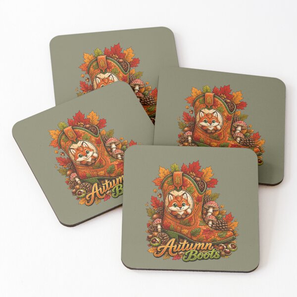 Item preview, Autumn Boots – Cute Fox, Fall Leaves, Mushrooms & Chestnuts designed and sold by Aimetoi.