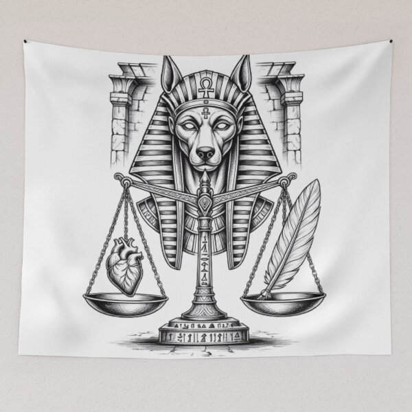 Item preview, Anubis Scales of Justice - Heart vs Feather Egyptian Mythology Tattoo Design designed and sold by Interactive-Art.