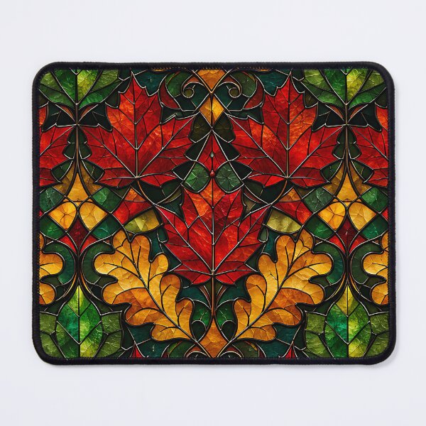 Item preview, Vintage Stained Glass Autumn Leaf Pattern designed and sold by Thai Vibe Studio.