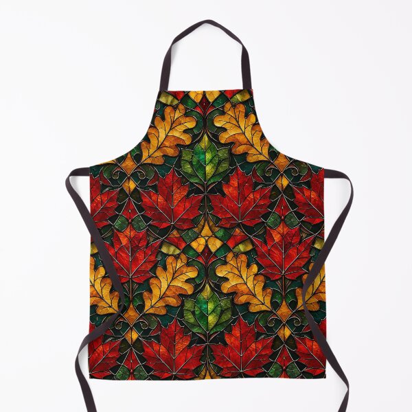 Item preview, Vintage Stained Glass Autumn Leaf Pattern designed and sold by Thai Vibe Studio.