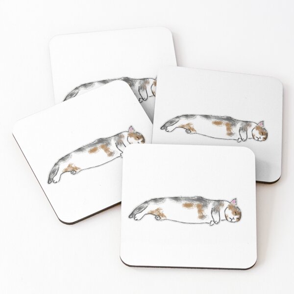 Item preview, Cute Long Calico Cat Sleeping Lying Down Art designed and sold by raun.draw.