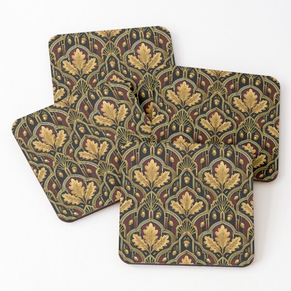 Item preview, Elegant Art Deco Golden Autumn Leaf Pattern designed and sold by Thai Vibe Studio.