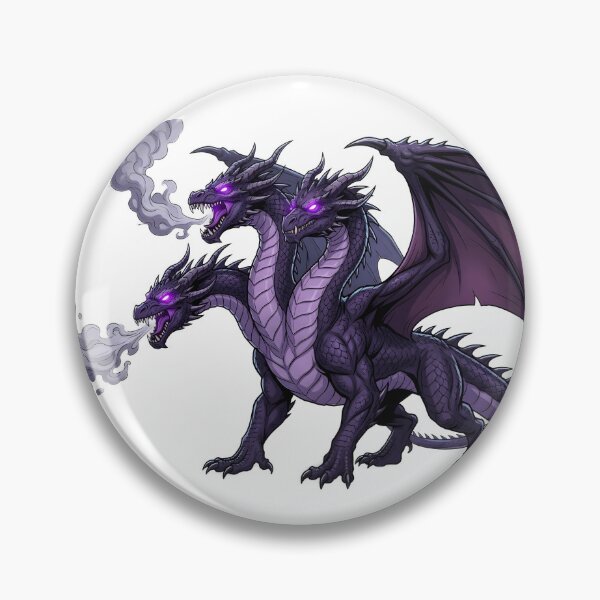 Item preview, Three-Headed Purple Dragon | Dark Fantasy Hydra Dragon Art designed and sold by DragonSerpent Ink.