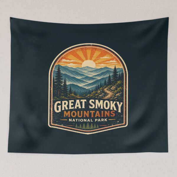 Item preview, Great Smoky Mountains National Park Vintage WPA Travel Poster | Retro Sunrise Mountain Hiking Art designed and sold by Globalcitytees.