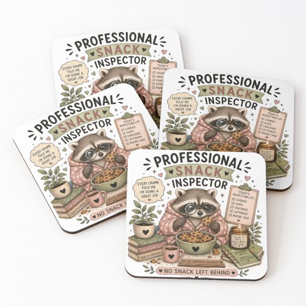 Item preview, Professional Snack Inspector Cute Raccoon Funny Foodie Art designed and sold by DreamyBrushArt.