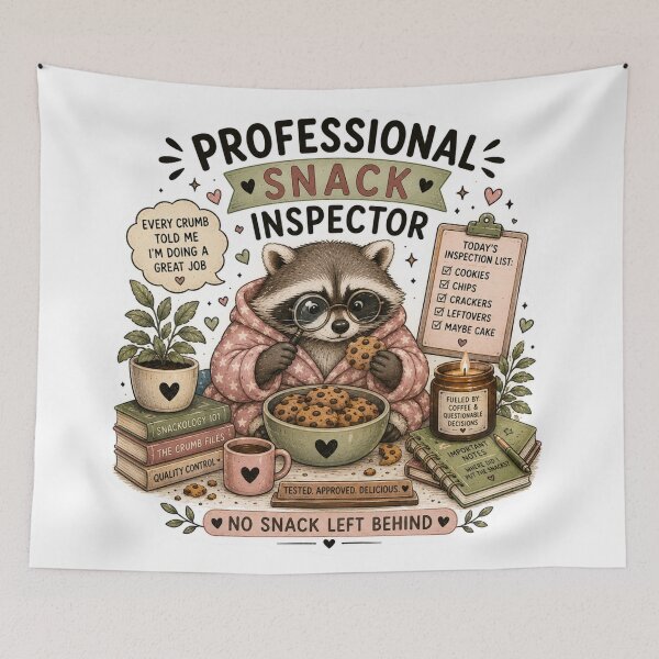 Item preview, Professional Snack Inspector Cute Raccoon Funny Foodie Art designed and sold by DreamyBrushArt.