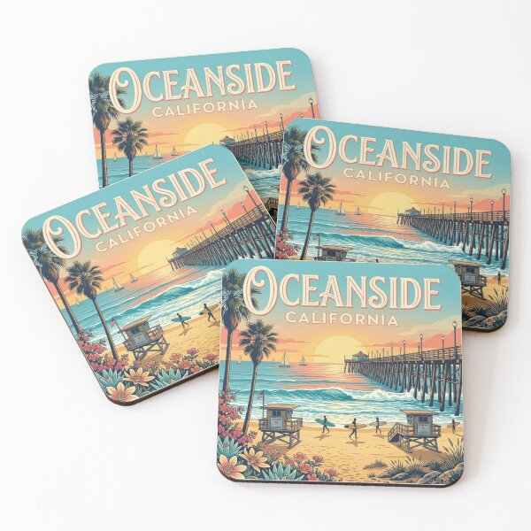 Item preview, Vintage Oceanside California Coastal Travel Poster | Oceanside Pier Beach Art designed and sold by Mathias Yakubu Design.