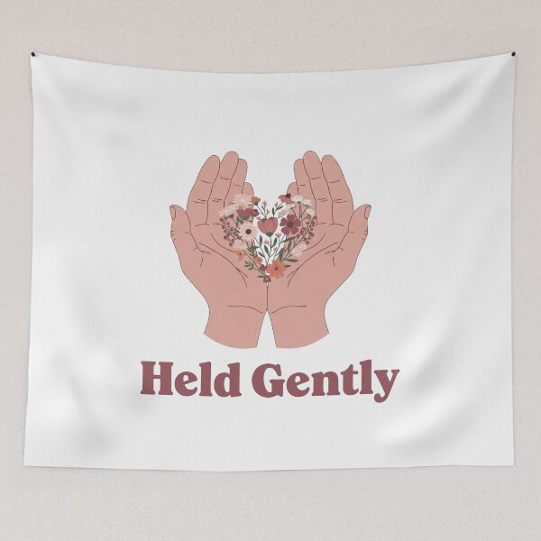 Item preview, Held Gently - Floral Heart Botanical Quote Art designed and sold by Dzblack.
