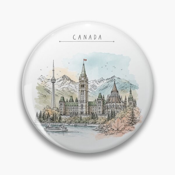 Item preview, Canada Landmarks Vintage Travel Poster Minimal Clean designed and sold by Sketchbook Studio by Aqsaa.