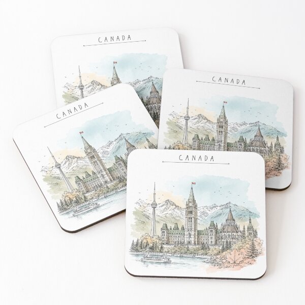 Item preview, Canada Landmarks Vintage Travel Poster Minimal Clean designed and sold by Sketchbook Studio by Aqsaa.