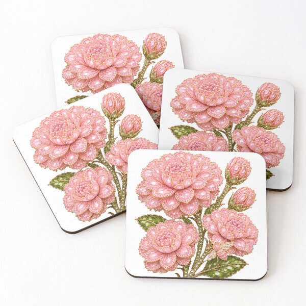 Item preview, CRYSTAL ZINNIA PINK FLOWERS  designed and sold by wordspixies.