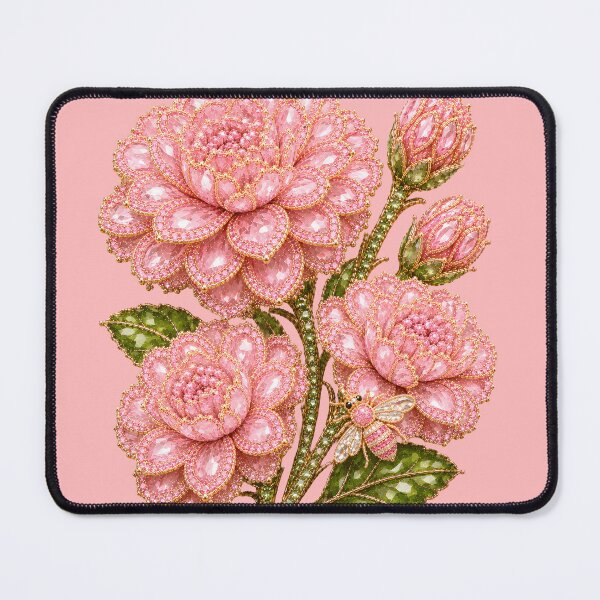 Item preview, CRYSTAL ZINNIA PINK FLOWERS designed and sold by wordspixies.
