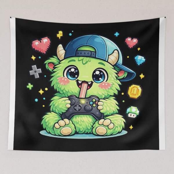 Item preview, Cute Gamer Monster Kawaii Gaming Controller Cartoon Character designed and sold by EssentialsWear.