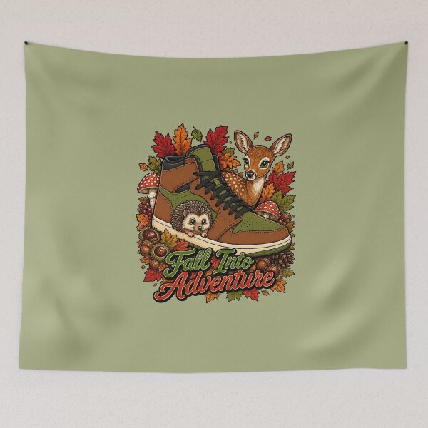Item preview, Fall Into Adventure – Autumn Sneaker with Deer, Hedgehog & Forest Treasures designed and sold by Aimetoi.