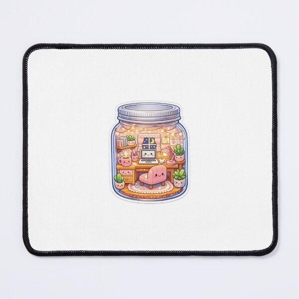 Item preview, Workspace in a Jar Sticker Kawaii Cozy Desk Aesthetic for Remote Workers & Creators designed and sold by CutePrintCorner.