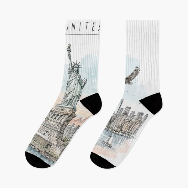 Item preview, United States Landmarks Vintage Travel Poster Minimal Clean Watercolor Art designed and sold by Sketchbook Studio by Aqsaa.