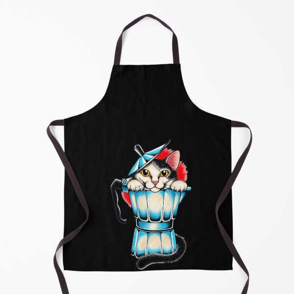 Item preview, Funny Cute Cat In Blue Moka Pot Coffee Lover Art Art designed and sold by elderberry.