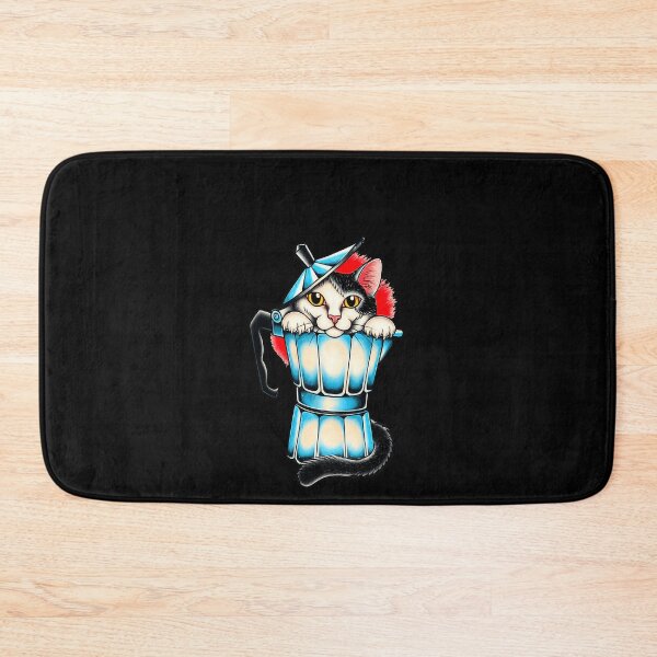 Item preview, Funny Cute Cat In Blue Moka Pot Coffee Lover Art Art designed and sold by elderberry.