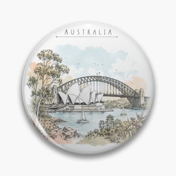 Item preview, Australia Sydney Vintage Travel Poster Clean Minimal Watercolor Art designed and sold by Sketchbook Studio by Aqsaa.