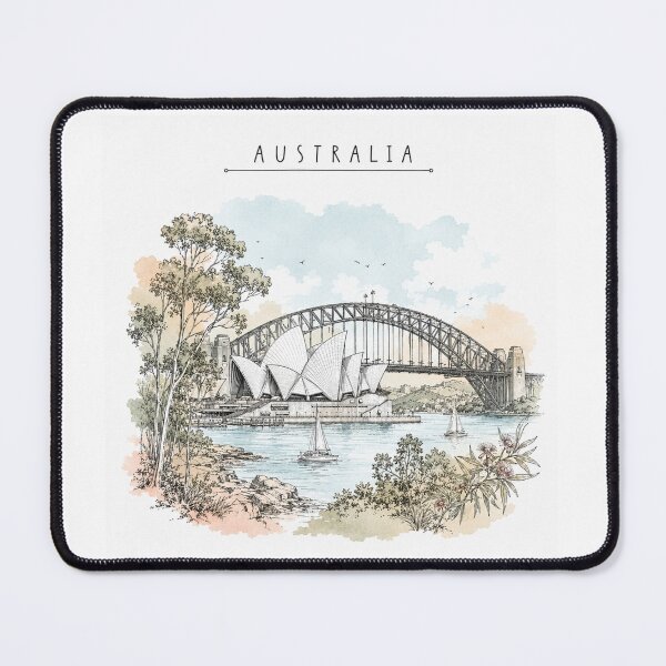 Item preview, Australia Sydney Vintage Travel Poster Clean Minimal Watercolor Art designed and sold by Sketchbook Studio by Aqsaa.