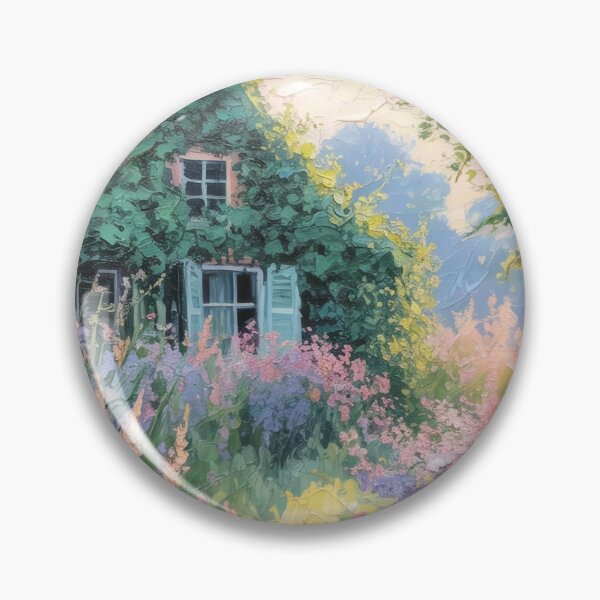 Item preview, Wildflower Cottage Garden Wall Art | Monet Inspired Impressionist Cottagecore Landscape | French Country Floral Painting designed and sold by Tamas Das.