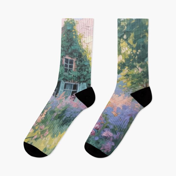 Item preview, Wildflower Cottage Garden Wall Art | Monet Inspired Impressionist Cottagecore Landscape | French Country Floral Painting designed and sold by Tamas Das.