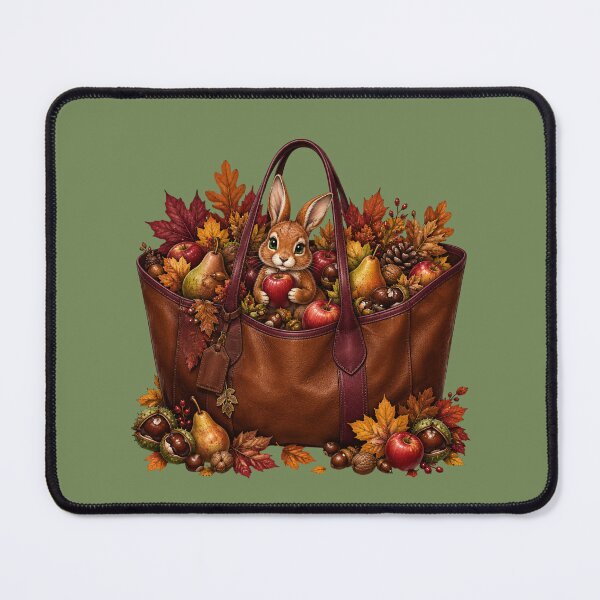 Item preview, Autumn Harvest Tote – Cute Bunny, Apples, Pears & Fall Leaves designed and sold by Aimetoi.