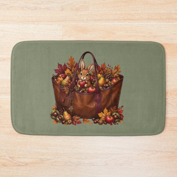 Item preview, Autumn Harvest Tote – Cute Bunny, Apples, Pears & Fall Leaves designed and sold by Aimetoi.