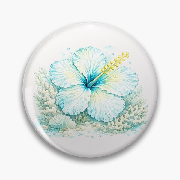 Item preview, Single Island Lagoon Hibiscus | Watercolor Tropical Floral Art | Botanical Flower Illustration designed and sold by IamNolmo.