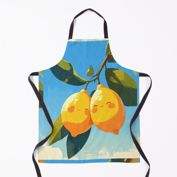 Item preview, Cute lemon couple kawaii fruit art happy citrus adorable summer kitchen wall decor print gift designed and sold by icemanphotos.