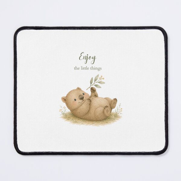 Item preview, Cute Wombat with Enjoy the Little Things Quote designed and sold by Birdsong Blessings.