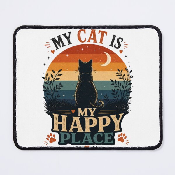 Item preview, My Cat Is My Happy Place Vintage Cat Lover Retro Gift designed and sold by Salma.Store.