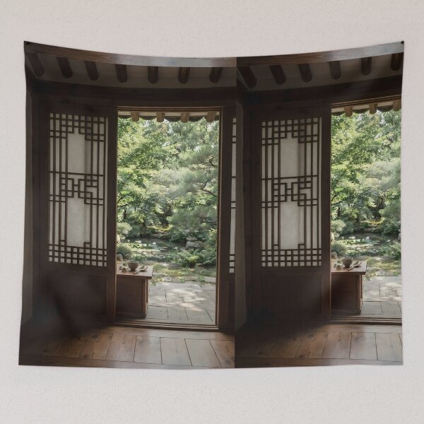 Item preview, Serene Korean Summer Garden Hanok View designed and sold by SOOstudio73.