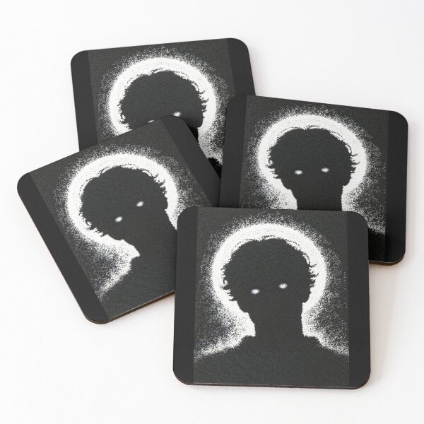 Item preview, Dark Silhouette of a Person with Glowing Eyes and White Halo Aura designed and sold by Mike Kiev art.
