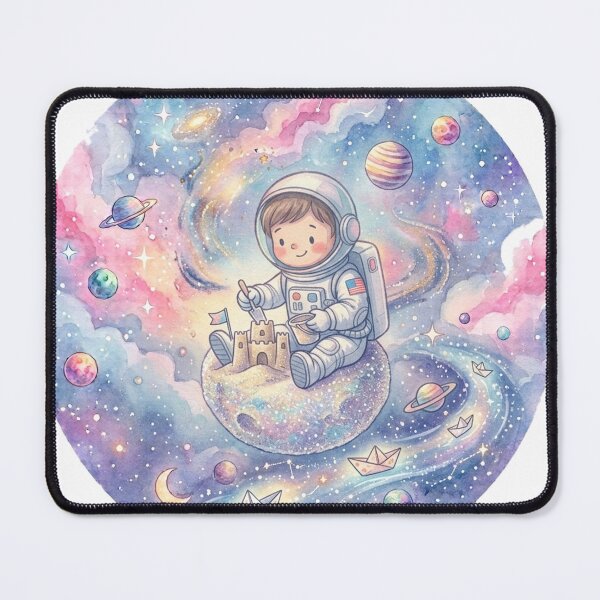Item preview, Kawaii Astronaut Building a Sandcastle in Space | Pastel Galaxy Watercolor Art designed and sold by RoyArt0.