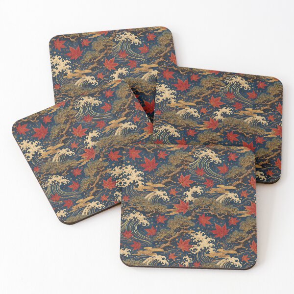 Item preview, Vintage Japanese Woodblock Autumn Maple Pattern designed and sold by Thai Vibe Studio.