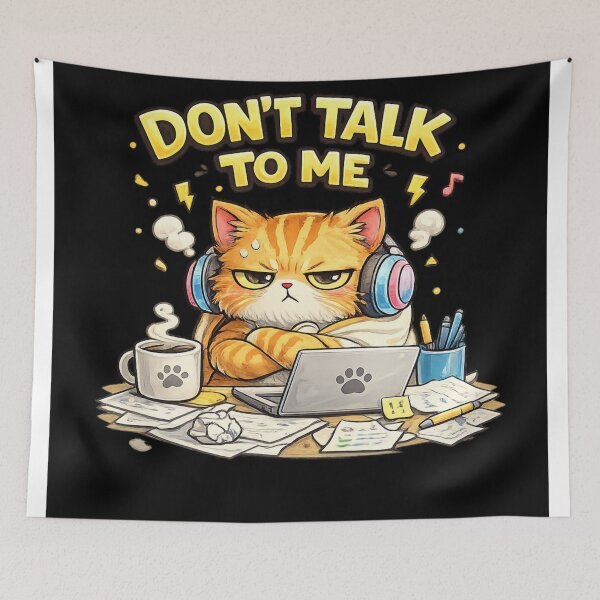 Item preview, Don’t Talk to Me Orange Cat Headphones Coffee designed and sold by EssentialsWear.