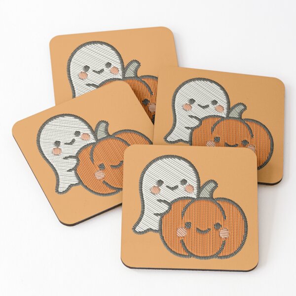 Item preview, Kawaii Ghost and Pumpkin Friends Embroidery Patch Sticker designed and sold by · GAMING SOUL ·.