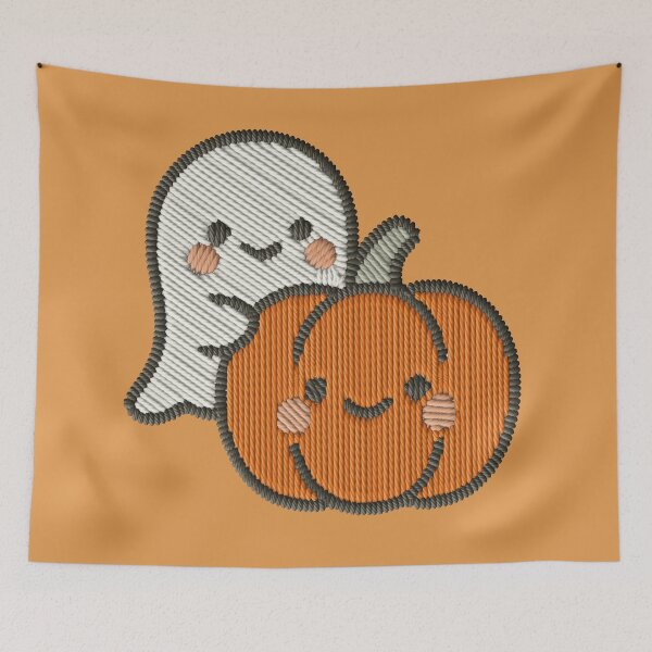 Item preview, Kawaii Ghost and Pumpkin Friends Embroidery Patch Sticker designed and sold by · GAMING SOUL ·.